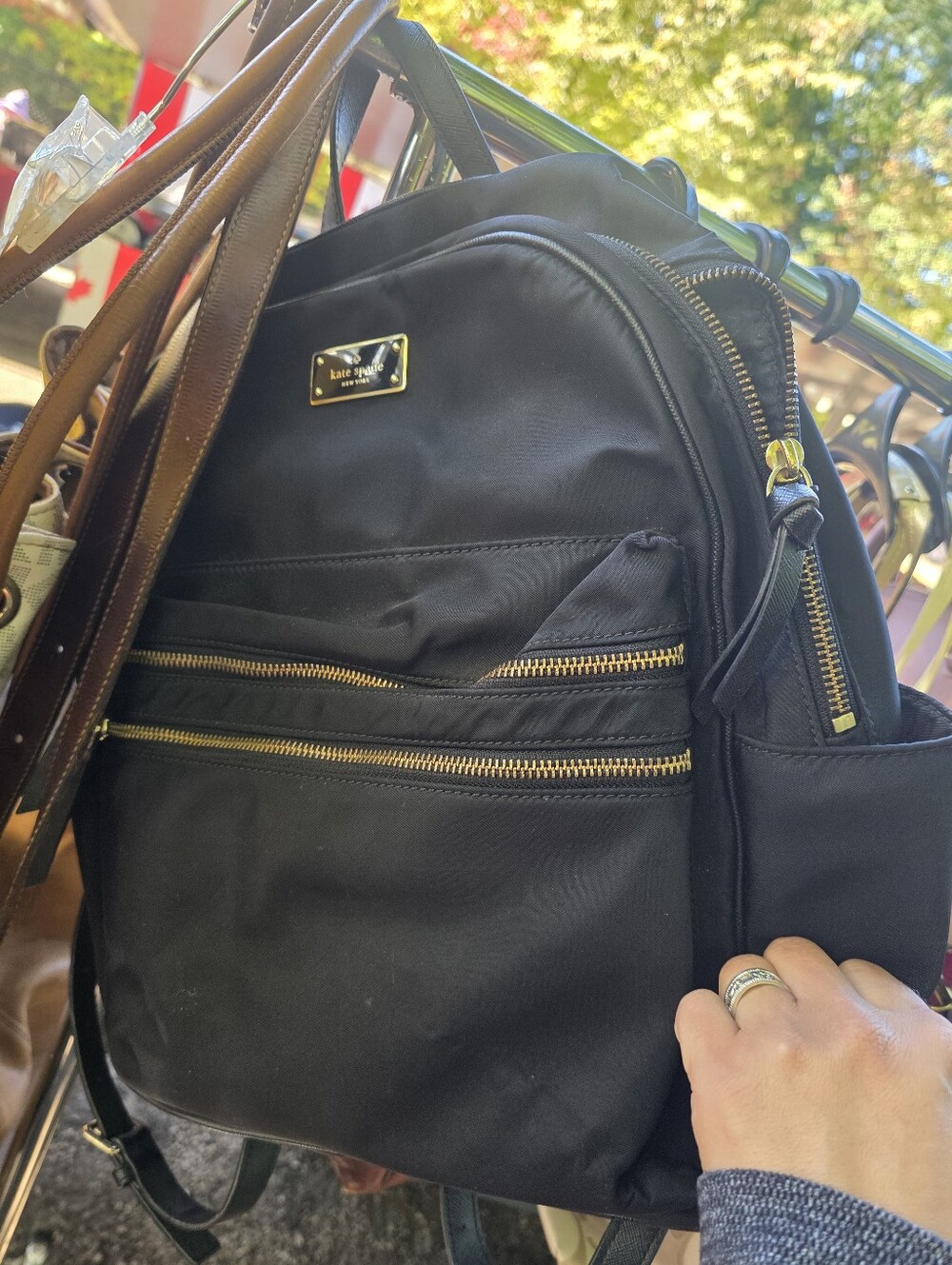 kate spade Large Black Nylon Backpack with Gold Hardware